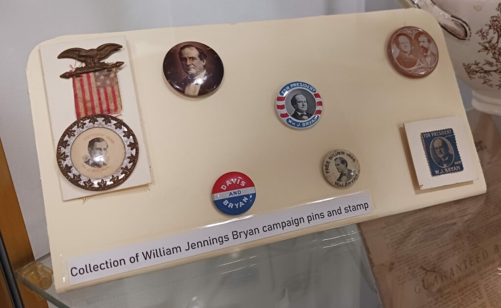 Memorabilia from William Jennings Bryan's campaigns for president of the United States.